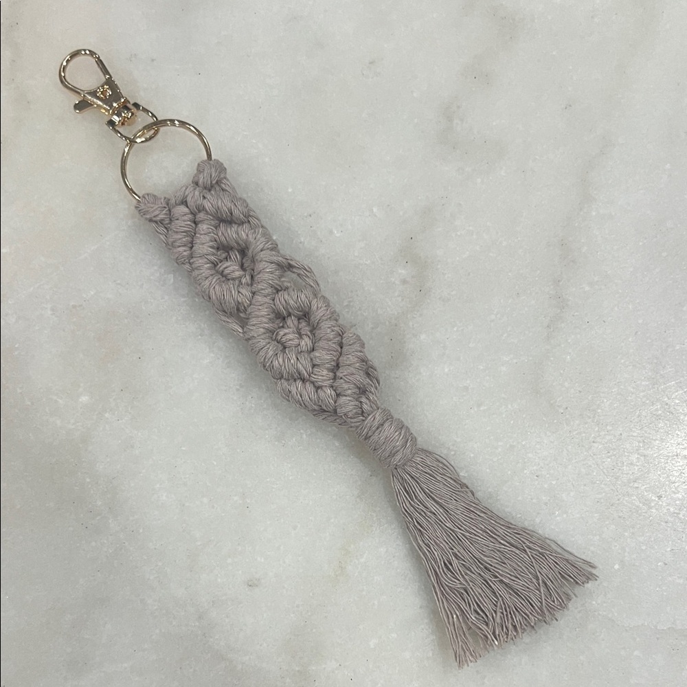 Chic Gray Macrame Keychain